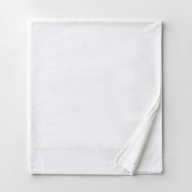 Premium Smooth Organic Cotton Sateen Flat Bed Sheet - White, Queen