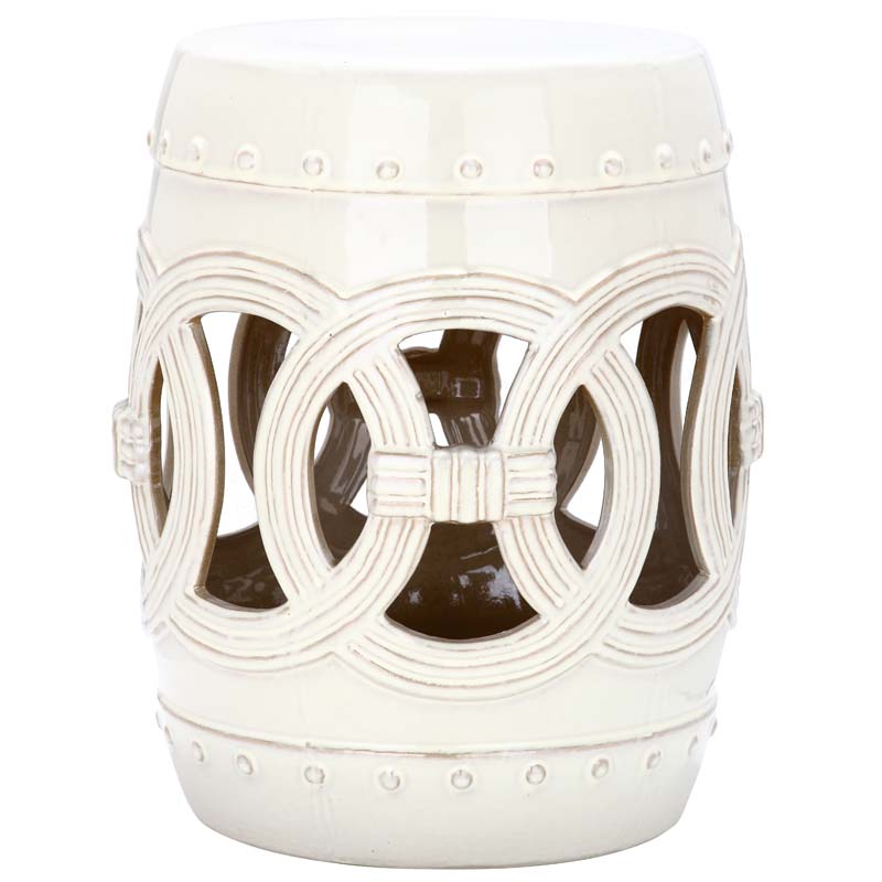 Ceramic Double Coin Side Table - Cream