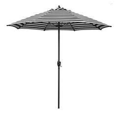 Round Outdoor Patio Umbrella, Aluminum with Auto Tilt Crank - Black Finish, Cabana Classic, 9'