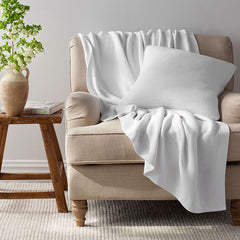 Classic All Season Breathable Cotton Knit Throw - White