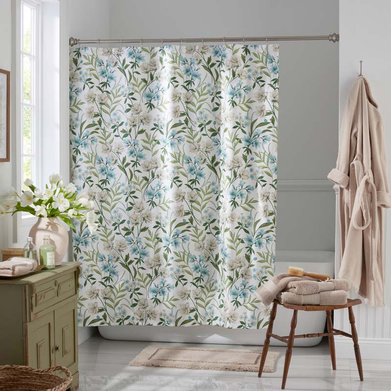 Gardenia Mist Premium Smooth Wrinkle-Free Sateen Shower Curtain - Cream Multi