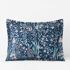Julienne Classic Cool Cotton Percale Reversible Sham - Mini Floral Navy, King