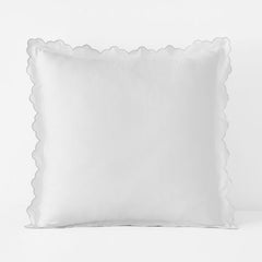 Embroidered Scallop Classic Smooth Sateen Solid Sham - Light Gray, Euro