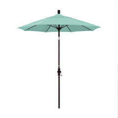 Round Outdoor Patio Umbrella, Fiberglass with Twist Tilt - Bronze Finish, Spectrum Mist, 7.5'