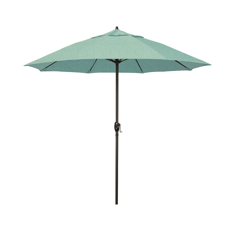 Round Outdoor Patio Umbrella, Aluminum with Auto Tilt Crank - Bronze Finish, Spectrum Mist, 7.5'