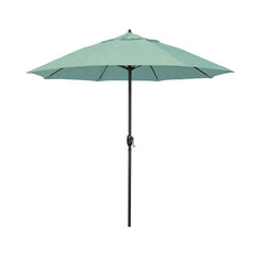 Round Outdoor Patio Umbrella, Aluminum with Auto Tilt Crank - Bronze Finish, Spectrum Mist, 7.5'
