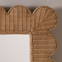 Scalloped Rattan Wall Mirror - Natural
