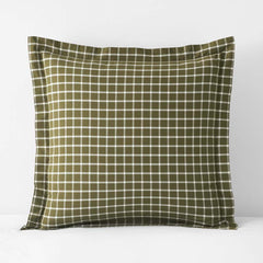 Classic Stripes and Plaids Cool Yarn-Dyed Cotton Percale Sham - Windowpane Green, Euro