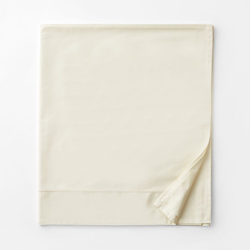 Premium Smooth Organic Cotton Sateen Flat Bed Sheet - Ivory, Twin/Twin XL