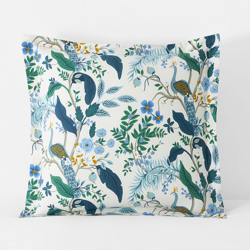 Peacock Classic Smooth Sateen Sham - Ivory Multi, Euro