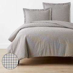 Classic Stripes and Plaids Cool Yarn-Dyed Cotton Percale Duvet Cover - Mini Check Multi, Twin