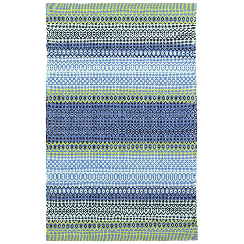 Fiesta Stripe Handwoven Indoor/Outdoor Rug - Blue/Green, 8' x 10'