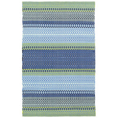 Fiesta Stripe Handwoven Indoor/Outdoor Rug - Blue/Green, 3' x 5'