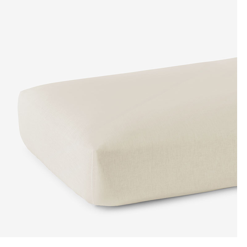 Premium Breathable Washed Linen Solid Fitted Bed Sheet - Parchment, Twin