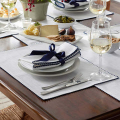 Pom Fringe Table Runner - Blue, 16 in. x 90 in.