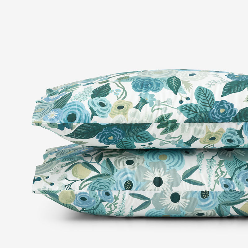 Garden Party Classic Cool Cotton Percale Pillowcase Set - Teal, Standard