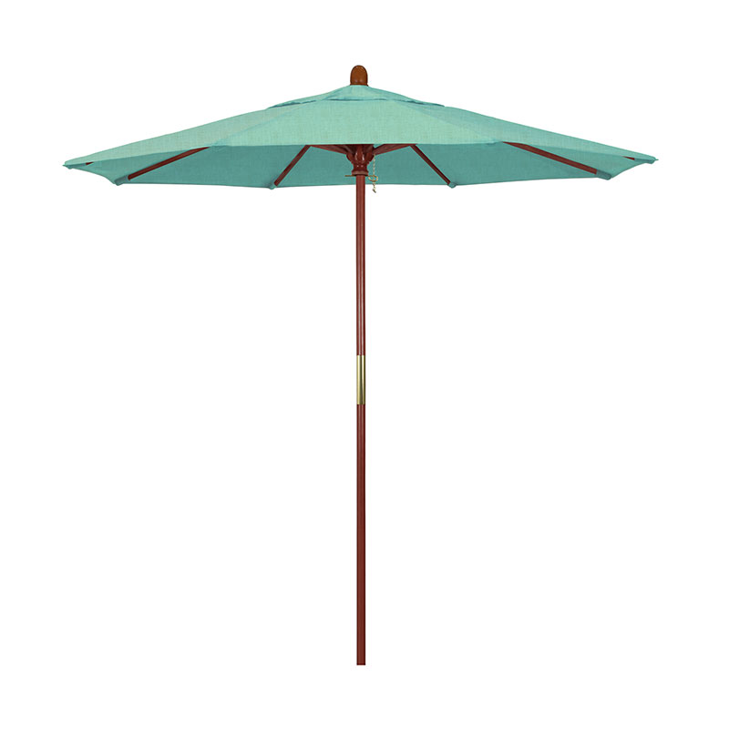 Round Outdoor Patio Umbrella, Wood with Manual Lift - Spectrum Mist, 7.5'