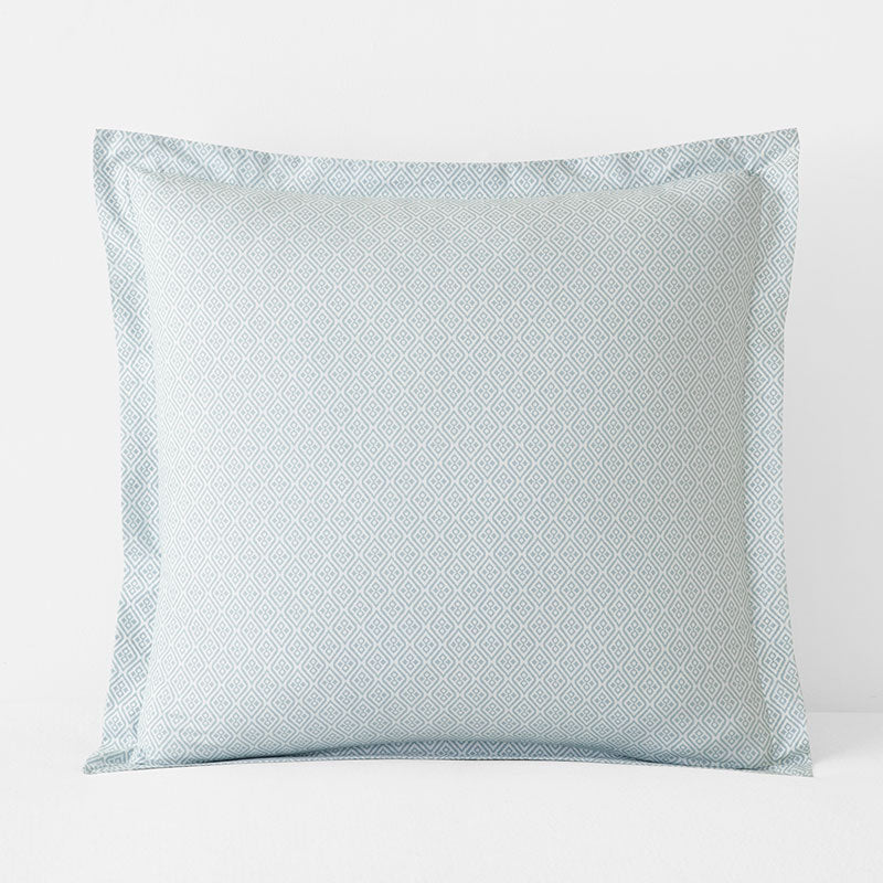 Clemencia Classic Cool Cotton Percale Sham - Geo Pale Blue, Euro