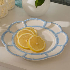 Faux Bamboo Border Melamine Salad Plates, Set of 4 - Light Blue