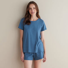 Pima Cotton Women's Shorts Set - Blue Denim, XS