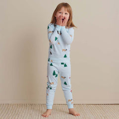 Family Printed Peruvian Cotton Kid's Pajama Set - Santa's Ski Dash, 5
