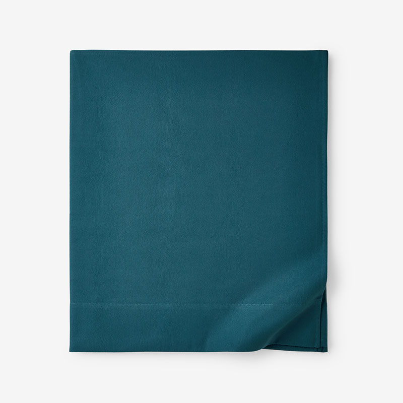 Classic Ultra-Cozy Cotton Velvet Flannel Flat Bed Sheet - Teal, King/Cal. King