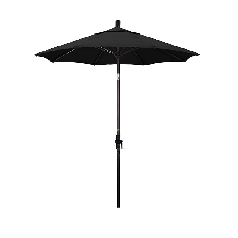 Round Outdoor Patio Umbrella, Fiberglass with Twist Tilt - Bronze Finish, Black, 7.5'