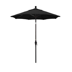 Round Outdoor Patio Umbrella, Fiberglass with Twist Tilt - Bronze Finish, Black, 7.5'