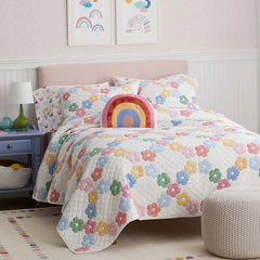 Daisy Patch Quilt - White Multi, Twin/Twin XL