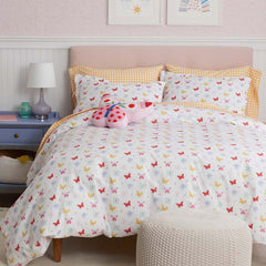 Ditsy Butterflies Classic Cool Organic Cotton Percale Duvet Cover Set - White Multi, Full