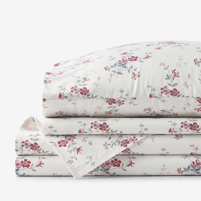 Rupa Premium Smooth Sateen Bed Sheet Set - Cream Multi, Twin