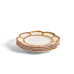 Faux Bamboo Border Melamine Salad Plates, Set of 4 - White