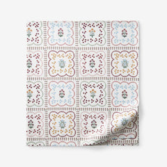 Lottie Classic Cool Cotton Percale Flat Bed Sheet - Ivory Multi, Twin/Twin XL
