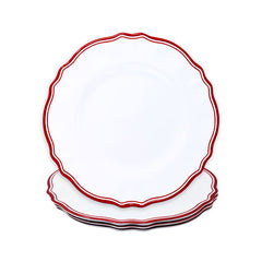 Maison Melamine Salad Plates, Set of 4 - White/Red