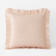 Eyelet Ruffle Classic Cool Yarn-Dyed Cotton Percale Sham - Peach, Euro