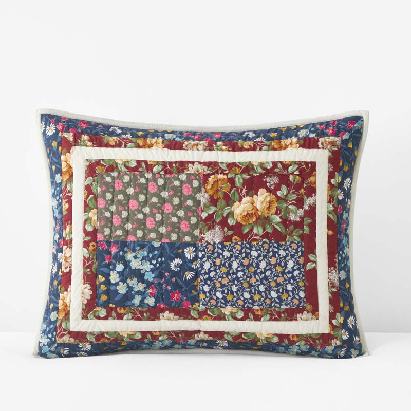 Aahana Patchwork Quilted Sham - Navy, King