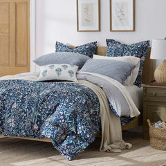 Julienne Classic Cool Cotton Percale Reversible Sham - Mini Floral Navy, Standard