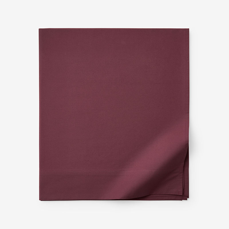 Classic Cool Cotton Percale Deep Pocket Flat Bed Sheet - Plum, Queen