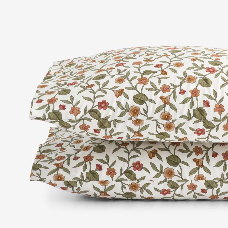 Garden Florals Premium Smooth Wrinkle-Free Sateen Pillowcase Set - Cream Multi, King