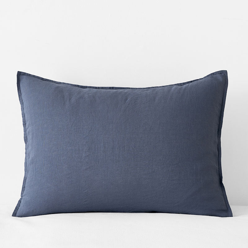 Premium Breathable Washed Linen Solid Sham - Denim Blue, Standard