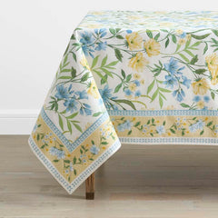 Garden Floral Cotton Tablecloth - Gardenia Mist, 70 in. x 108 in.