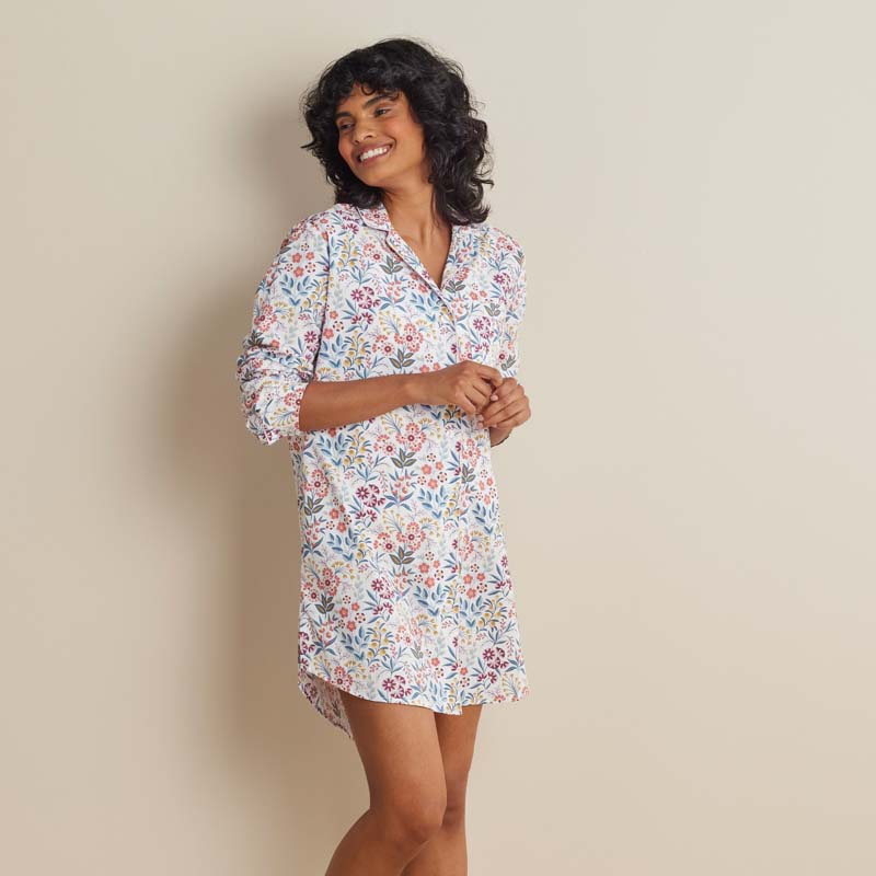 Printed Poplin Women's Nightshirt - Floral Garden, XXL