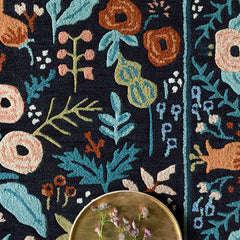 Les Fleur Wool Rug - Black, 7' 9" x 9' 9"