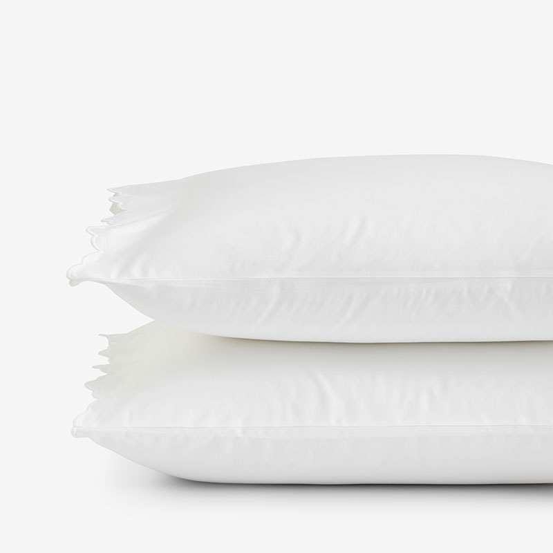 Embroidered Scallop Classic Smooth Sateen Solid Pillowcase Set - White, Standard