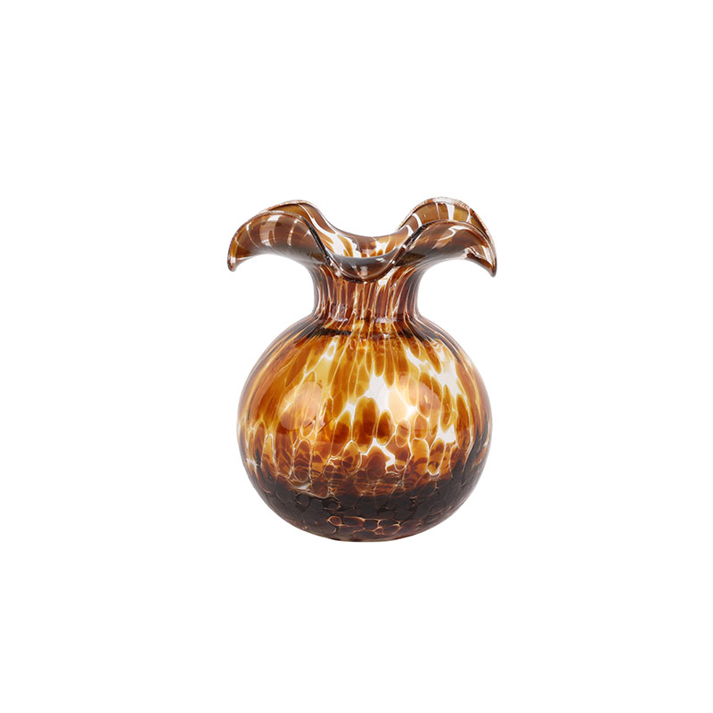 Hibiscus Glass Fluted Vases -   Brown, Small