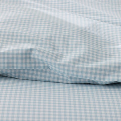 Ditsy Gingham Classic Cool Organic Cotton Percale Toddler Comforter Set - Blue