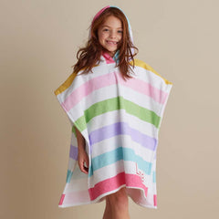 Hooded Poncho - Rainbow Stripe