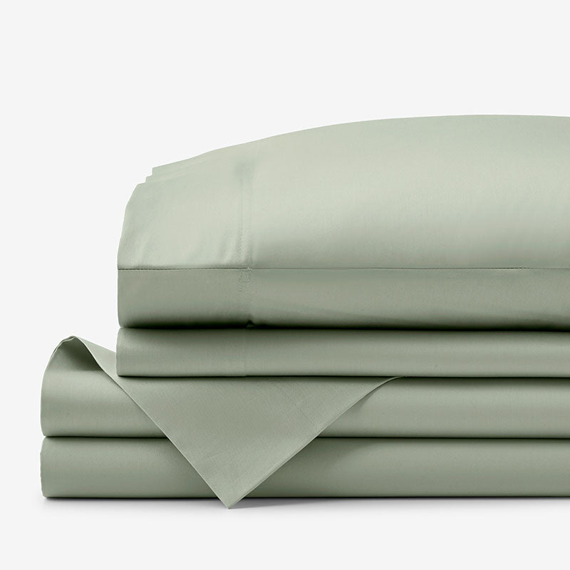 Classic Smooth Sateen Solid Bed Sheet Set - Light Sage, Full