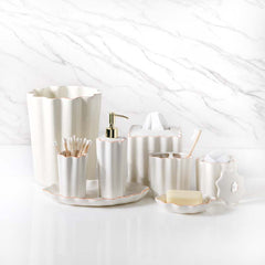 Scallop Waste Basket - Cream and Amber