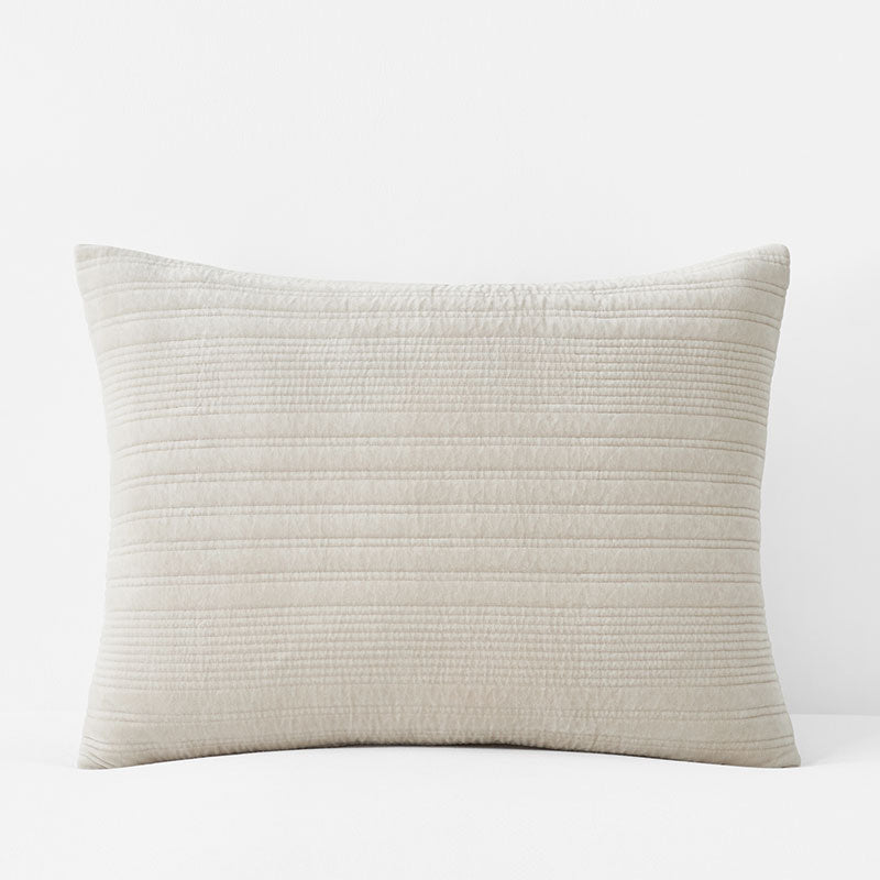 Line Stitch Velvet Quilted Sham - Light Sand, King